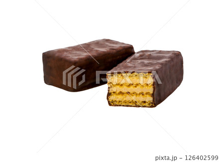 Chocolate wafer bars with pineapple flavor 126402599