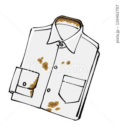 汚れたワイシャツのイラスト、手描き 126402707