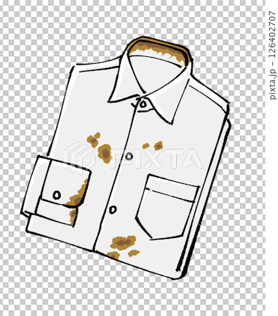 汚れたワイシャツのイラスト、手描き 126402707
