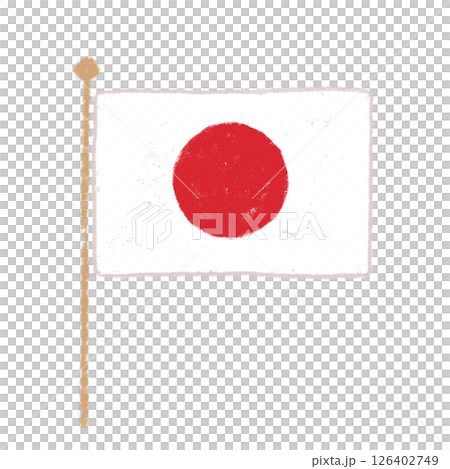 帶桿子的日本國旗,蠟筆觸感 帶桿子的日本國旗,蠟筆觸感 126402749