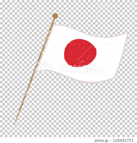 日本國旗在風中飄揚，蠟筆觸感 126402751