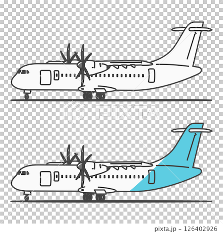 Stock Illustration: A propeller passenger plane connecting regional airports and remote islands. Parked on the ramp (You can change the color freely!) 126402926