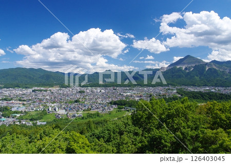 夏の秩父ミューズパークから望む秩父市街 126403045