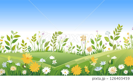 花が咲く野原の風景_1 126403459