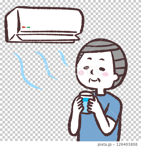 Illustration of a senior man hydrating with a cooler Illustration of a senior man hydrating with a cooler 126403808