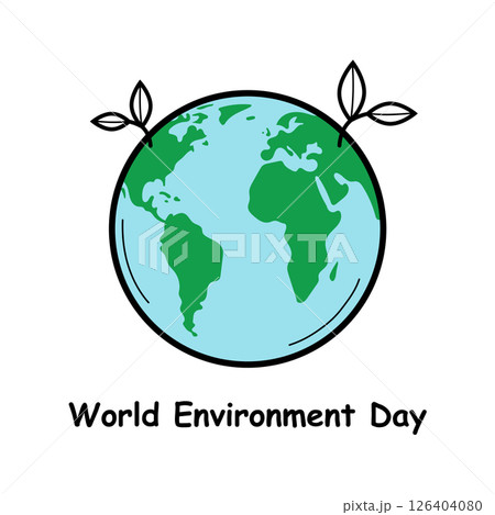 Greeting card with Earth planet with growing leaves. World Environment Day. Hand drawn doodle sketch style. Vector illustration. Greeting card with Earth planet with growing leaves. World Environment Day. Hand drawn doodle sketch style. Vector illustration. 126404080