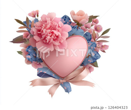 Pink Heart with Pastel Floral Arrangement 126404323