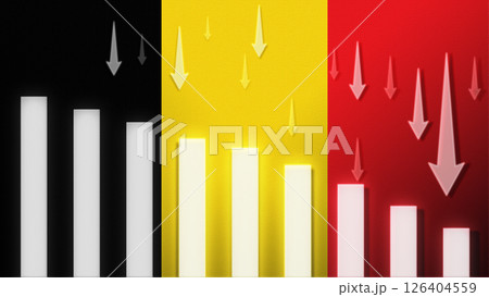 Flag with a declining bar chart and down arrows, symbolizing decline in data, performance, or various national indicators in the country. Flag with a declining bar chart and down arrows, symbolizing decline in data, performance, or various national indicators in the country. 126404559