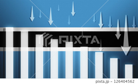 Flag with a declining bar chart and down arrows, symbolizing decline in data, performance, or various national indicators in the country. Flag with a declining bar chart and down arrows, symbolizing decline in data, performance, or various national indicators in the country. 126404562