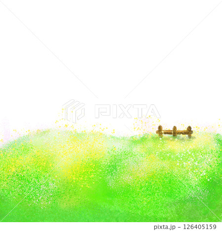 Grassland, blue sky and wooden fence cartoon textured background Grassland, blue sky and wooden fence cartoon textured background 126405159