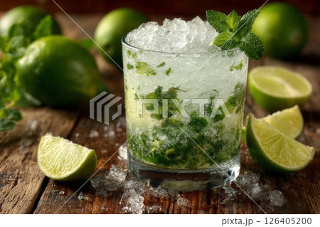 Refreshing Mojito Cocktail with Lime and Mint 126405200