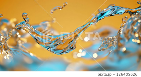 Blue liquid flowing dynamically on yellow background, abstract concept 126405626