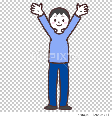 一名男子歡呼的插圖 一名男子歡呼的插圖 126405771