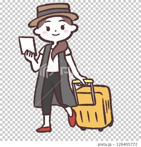旅行に出かける女性のイラスト 旅行に出かける女性のイラスト 126405772