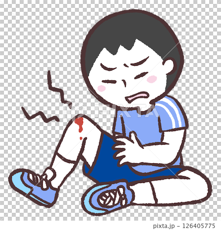 ひざの怪我をした男性のイラスト ひざの怪我をした男性のイラスト 126405775