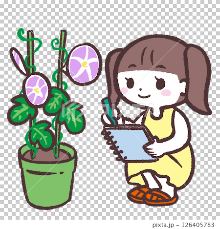 観察日記をつける女の子のイラスト 126405783