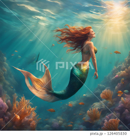 水中を泳ぐマーメイド 水中を泳ぐマーメイド 126405830