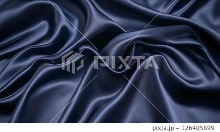 青いサテン生地の背景 126405899