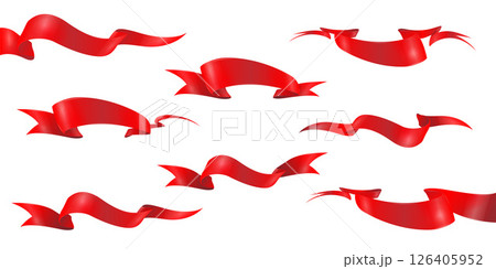 Red ribbons horizontal banners set. Vector illustration Red ribbons horizontal banners set. Vector illustration 126405952