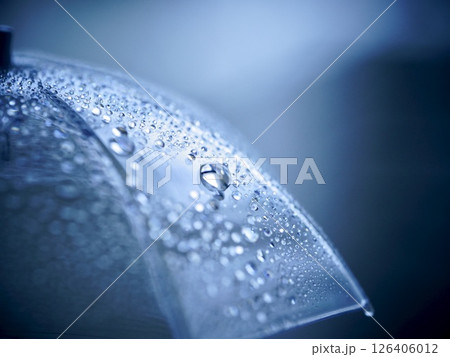 雨降りの傘と水滴 雨降りの傘と水滴 126406012