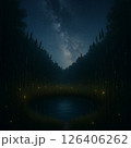 天の川と蛍の群れ 126406262