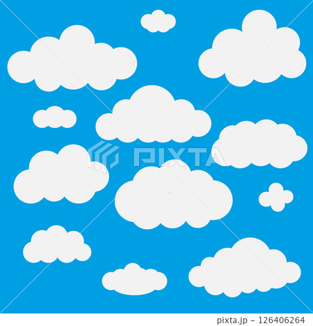 Set of white clouds on a blue background vector illustration 126406264