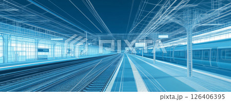 Wireframe Visualization of Train Station Structure Wireframe Visualization of Train Station Structure 126406395