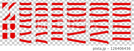 Red ribbon frame set - Simple materials that can be used for decoration, headings, and decorative frames Red ribbon frame set - Simple materials that can be used for decoration, headings, and decorative frames 126406436