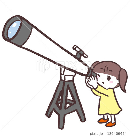 望遠鏡をのぞく女の子のイラスト 126406454