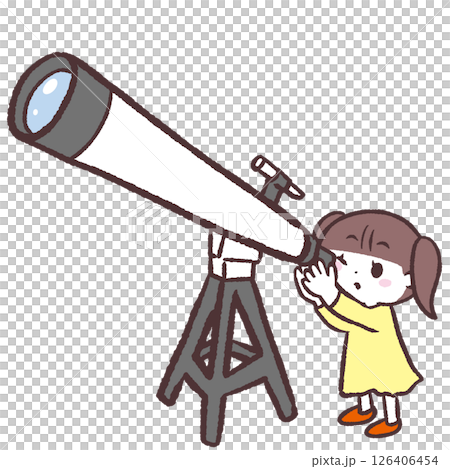 望遠鏡をのぞく女の子のイラスト 126406454