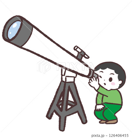 望遠鏡をのぞく男の子のイラスト 126406455