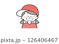 赤色のキャップの女の子　赤い服を着た人 126406467
