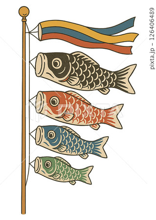 水彩風のかわいい鯉のぼり 水彩風のかわいい鯉のぼり 126406489
