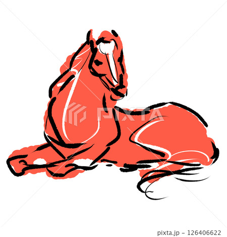 座る馬のイラスト 126406622