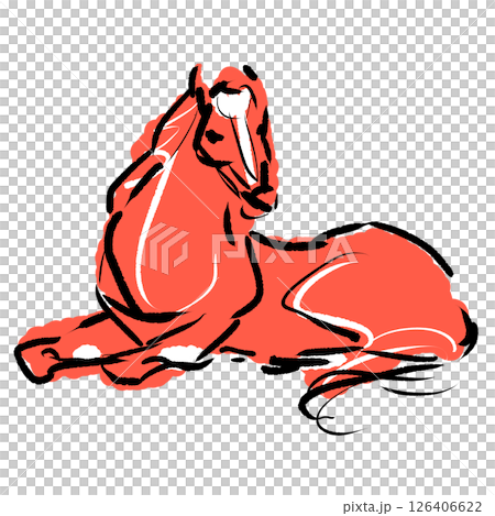 座る馬のイラスト 126406622