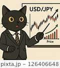チャートの説明をする黒猫 126406648