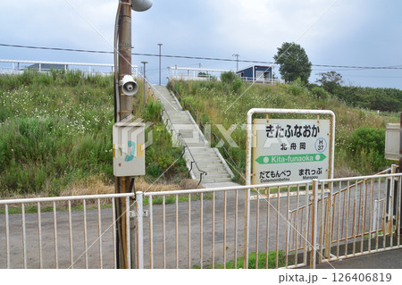 JR北海道、室蘭本線の洞爺駅から北舟岡駅までの普通列車車窓風景(2023年夏曇り空) 126406819