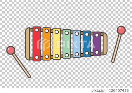 カラフルなおもちゃの木琴のイラスト 126407436