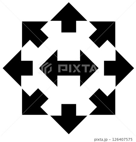 矢印　全方向　黒色 126407575