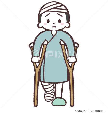 松葉杖の人のイラスト 126408038