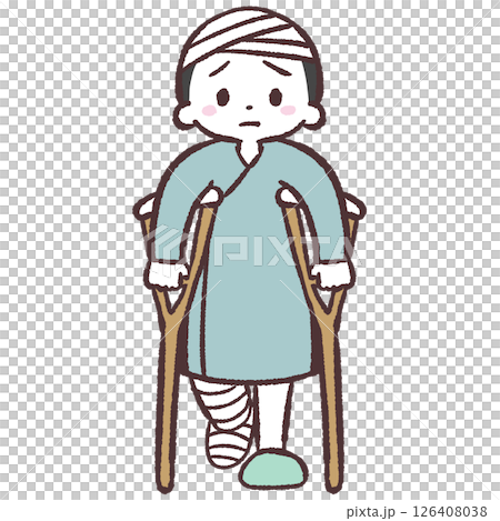 松葉杖の人のイラスト 126408038