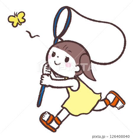 虫を追いかける女の子のイラスト 126408040