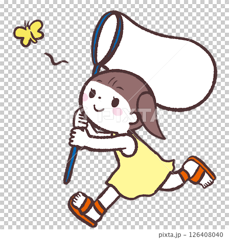 虫を追いかける女の子のイラスト 126408040