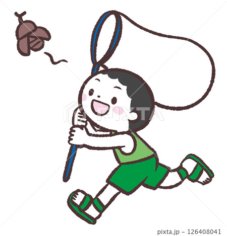 虫を追いかける男の子のイラスト 虫を追いかける男の子のイラスト 126408041