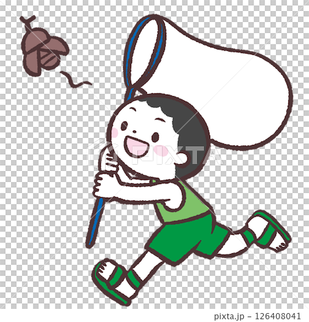 虫を追いかける男の子のイラスト 虫を追いかける男の子のイラスト 126408041