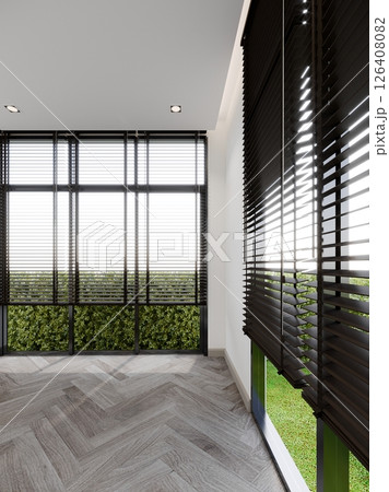 black wood venetian blind , 3d render black wood venetian blind , 3d render 126408082