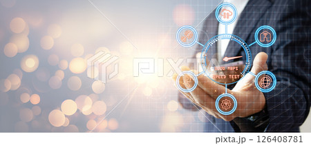 Network technology bandwidth test super fast internet connection speed people use high speed internet with smartphone and laptop computer 5G quality increase speed efficiency 126408781