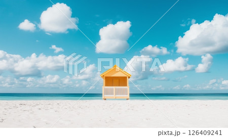 Lifegard cabin on Miami Beach. Image taken on Miami Beach 126409241
