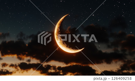 Moon in the night sky. Peaceful background 126409258