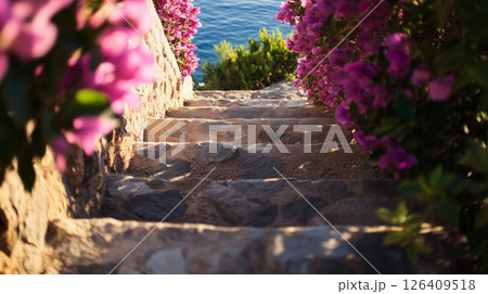 Mediterranean Coastal Path: A Walk Through Blooming 126409518